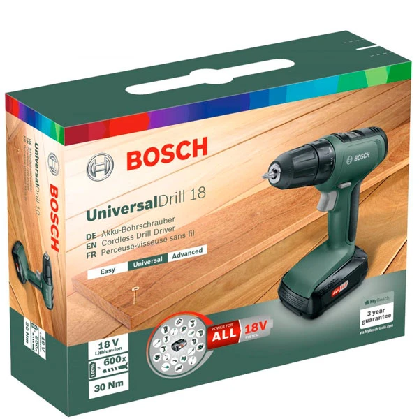 Дрель-шуруповерт Bosch UniversalDrill 18 (2 аккумуляторных блока в комплекте) - фото 3