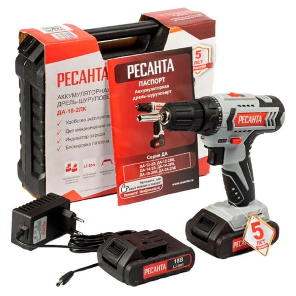 Дрель-шуруповерт аккумуляторная Ресанта ДА-18-2ЛК - фото 3