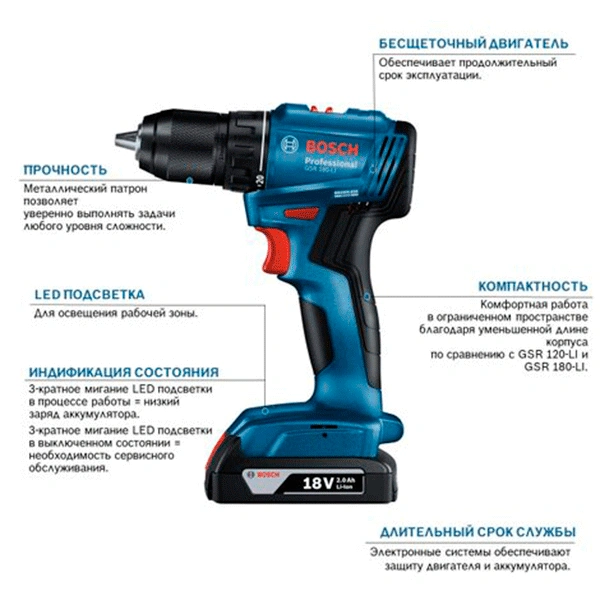 Дрель аккумуляторная Bosch GSR 185-LI 2 акк. - фото 4