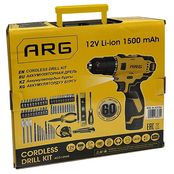 ARG құрал-саймандар жиынтығы бар бұрауыш 12V ACD12K60 - фото 5