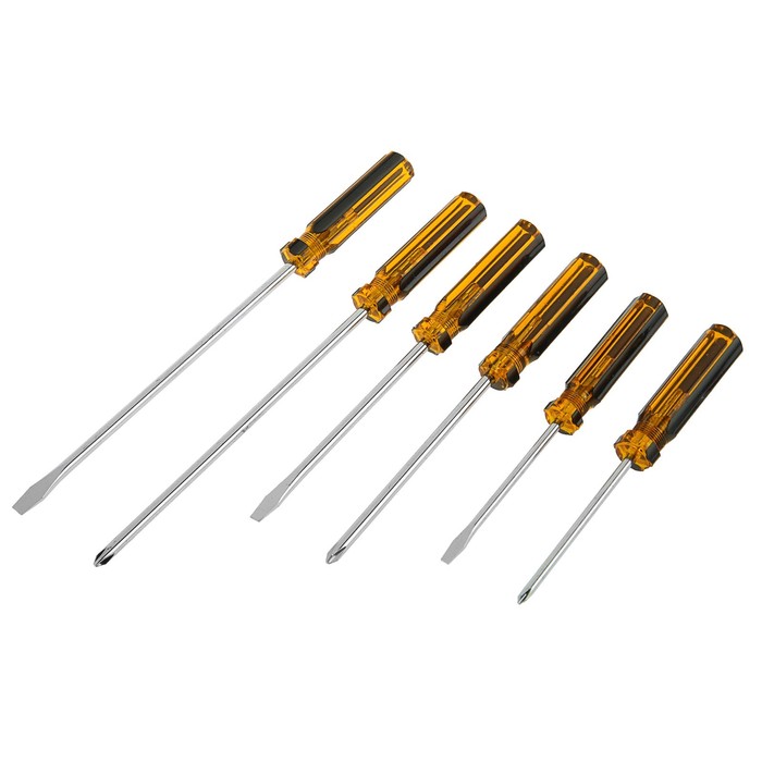Отвёртки Top Tools, набор 6 шт, пластиковая рукоятка, 3 × SL, 3 × PH 