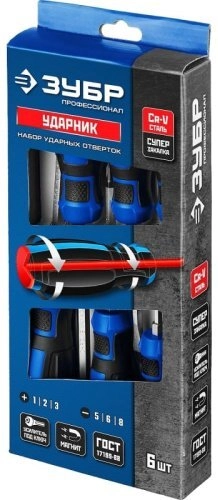 ЗУБР набор отверток с магнитным наконечником, ударная 25026 SL5х75 мм, SL6х100 мм 