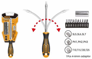INGCO отвертка с насадками AKSDFL1208, 12 шт. 