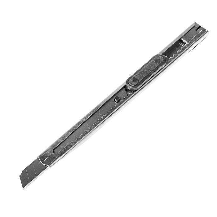Нож универсальный LOM, корпус металл, квадратный фиксатор, усиленный, 9 мм 