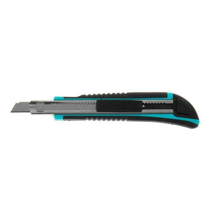Нож универсальный TUNDRA premium, корпус пластик, квад. фиксатор, усиленный, 2 лезвия, 9 мм 