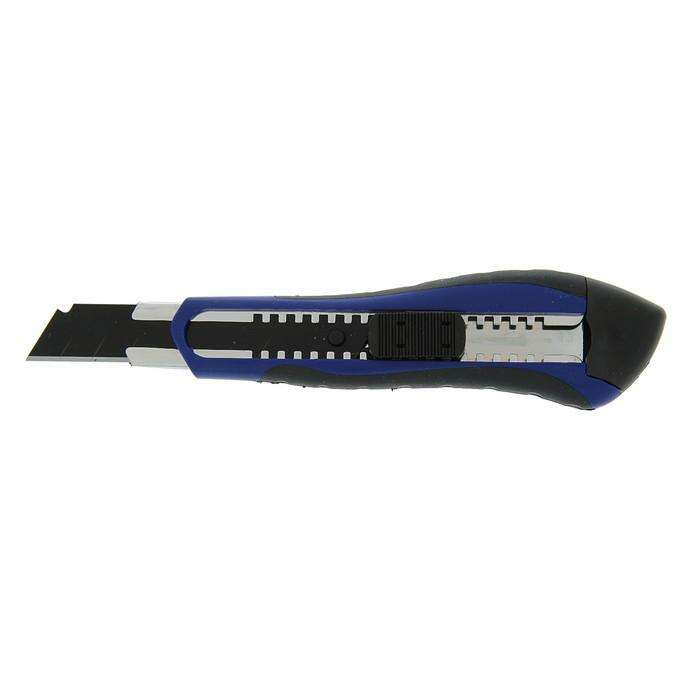 Нож универсальный TUNDRA comfor black, усиленный, прорезиненный, квадратный фиксатор, 18 мм   281297 