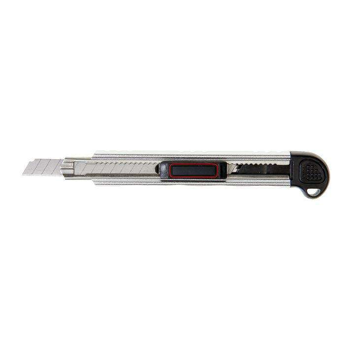 Нож универсальный TUNDRA premium, 9 мм, 6 лезвий в комплекте, доп. фиксатор, усиленный 