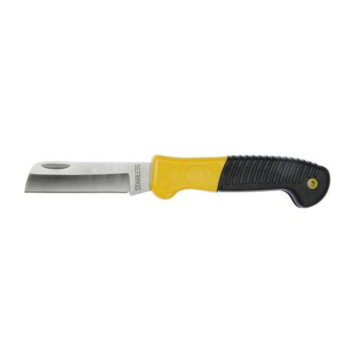 Нож электрика TUNDRA premium, двухкомпонентная ручка, складной, нержав. сталь, прямой 