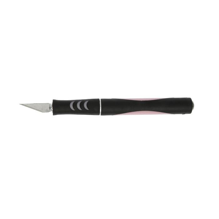 Нож макетный TUNDRA basic, двухкомпонентная ручка, перьевое стальное лезвие, 5 зап. лезвий 