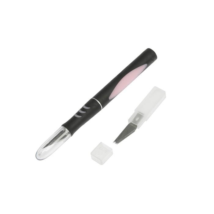 Нож макетный TUNDRA basic, двухкомпонентная ручка, перьевое стальное лезвие, 5 зап. лезвий 