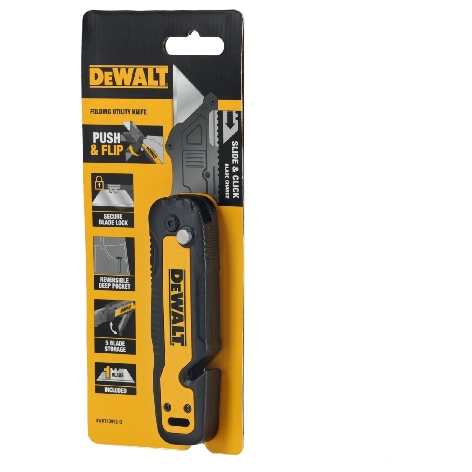 Нож строительный с отсеком для хранения лезвий DeWALT DWHT10992-0  - фото 4