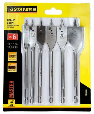 Набор перьевых сверл по дереву Stayer "Master" 2950-H6