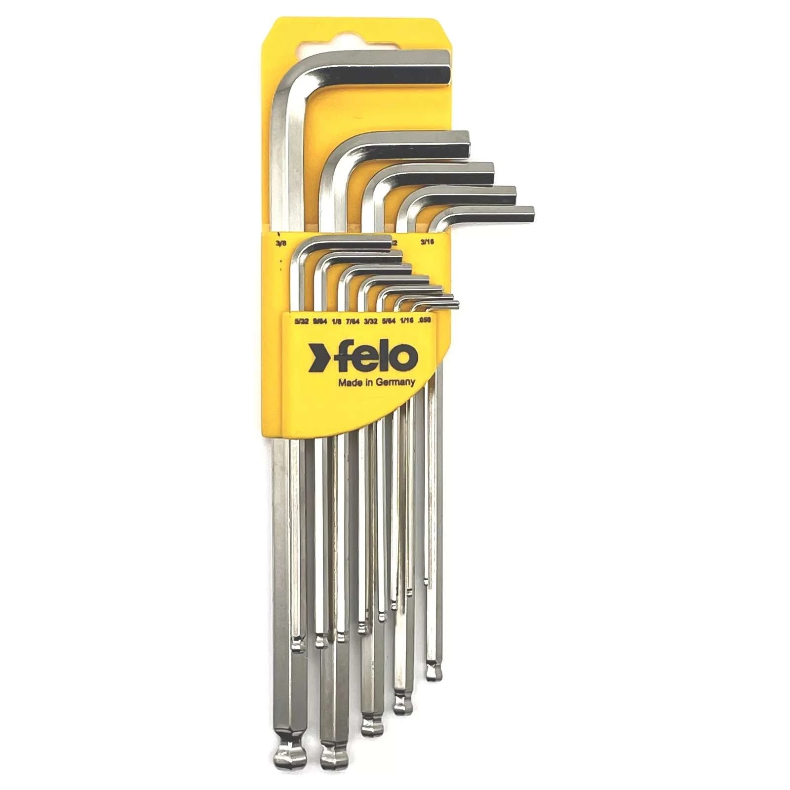 Набор дюймовых ключей Felo Г-образных шестигранных удлиненных с шаровым окончанием. HEX 050"-3/8" 13шт. 37513011 