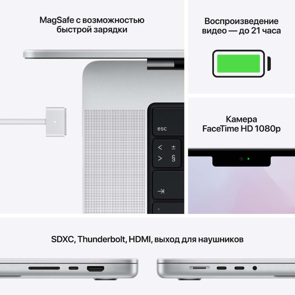 Ноутбук Apple MacBook Pro 16″ M1 Pro/16GB/512GB SSD Silver (MK1E3)