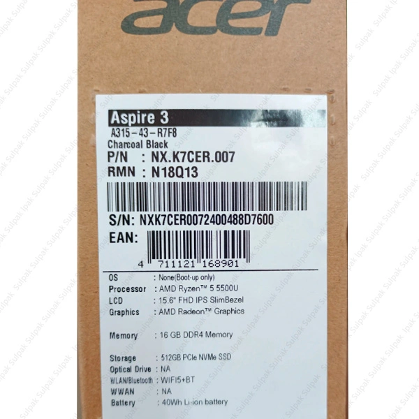 Ноутбук Acer Aspire 3 Ryzen 5 5500U 16GB / SSD 512GB / DOS / NX.K7CER.007 - фото 9