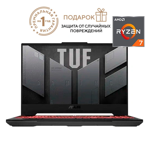 Ноутбук Asus TUF Gaming A15 Ryzen 7 7435HS  16GB / SSD 512GB / GeForce RTX 4060 8GB / NO OS / 90NR0JK5-M005M0