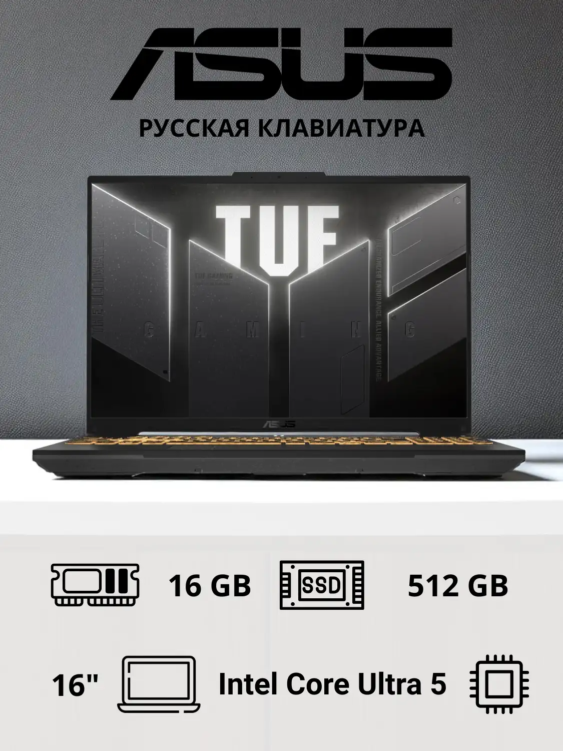 Ноутбук Asus TUF Gaming F16 Ultra 5 210H 16GB / SSD 512GB / GeForce RTX 3050 6GB / NO OS / 90NR0MZ6-M002M0 - фото 2