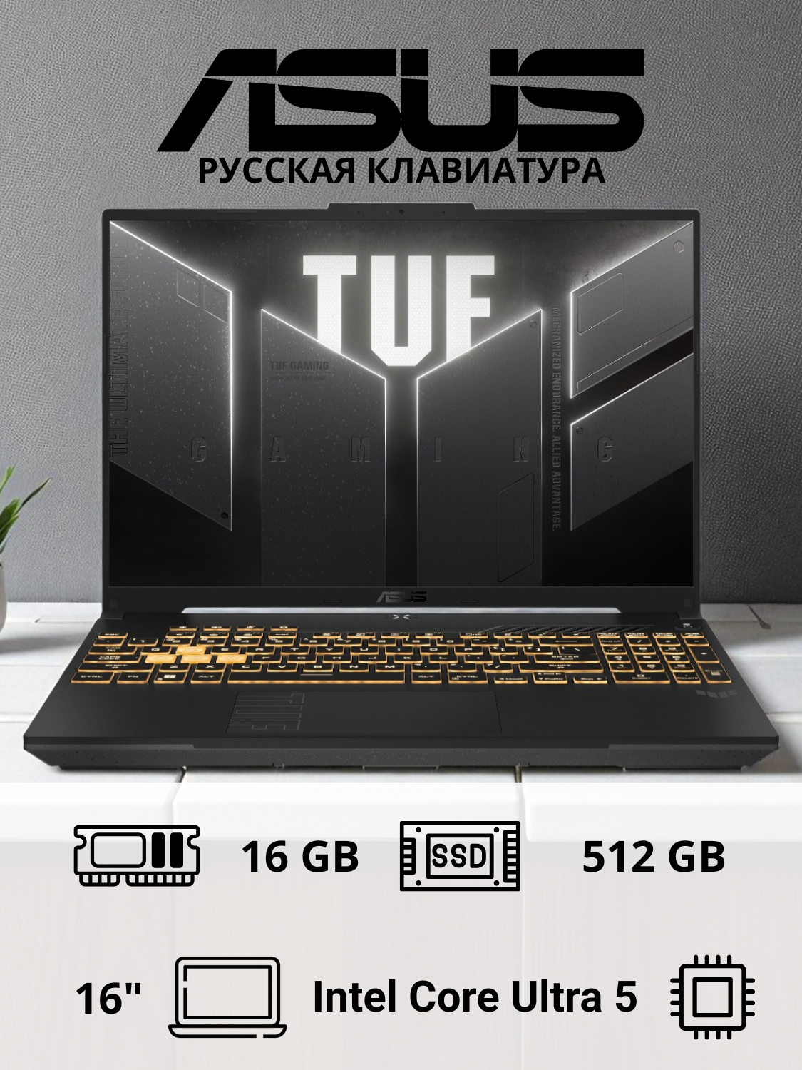 Ноутбук Asus TUF Gaming F16 Ultra 5 210H 16GB / SSD 512GB / GeForce RTX 4050 6GB / NO OS / 90NR0N06-M002U0 - фото 2