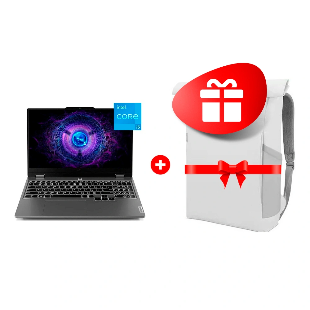 Комплект Ноутбук Lenovo LOQ 3 Series 15IAX9 Core I5 12450HX 16GB / SSD 512GB / GeForce RTX 3050 6GB / NO OS / 83GS005NRK + Рюкзак для ноутбука Lenovo IdeaPad Gaming Modern Backpack White 