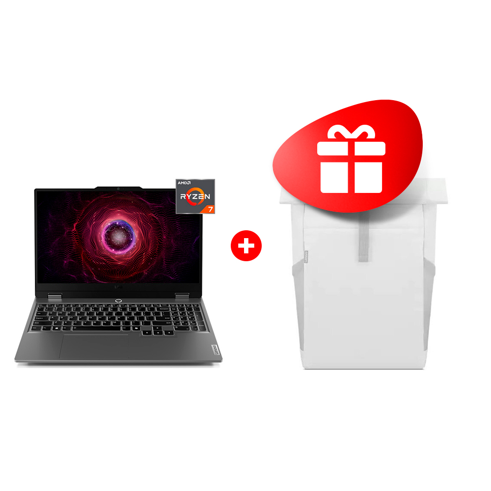 Комплект Ноутбук Lenovo LOQ 15ARP9 Ryzen 7 7435HS 24GB / SSD 1TB / RTX 4060 8GB / NO OS / 83JC005DRK + Рюкзак для ноутбука Lenovo IdeaPad Gaming Modern Backpack White  Комплект Ноутбук Lenovo LOQ 15ARP9 Ryzen 7 7435HS 24GB / SSD 1TB / RTX 4060 8GB / NO OS / 83JC005DRK + Рюкзак для ноутбука Lenovo IdeaPad Gaming Modern Backpack White