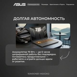 Ноутбук Asus TUF Gaming F16 Intel Core i5 14450HX 16 GB / SSD 512GB / RTX 5060 8GB / NO OS / 90NR0NB1-M00DK0