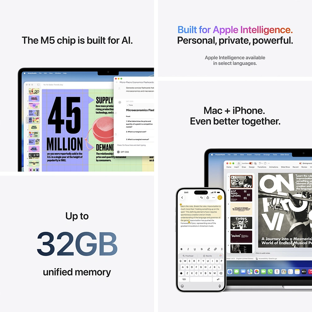 Ноутбук Apple MacBook Air 2026 M5 / 13" / 16GB / SSD 1TB / MacOS / Starlight / MDHC4RU/A - фото 9