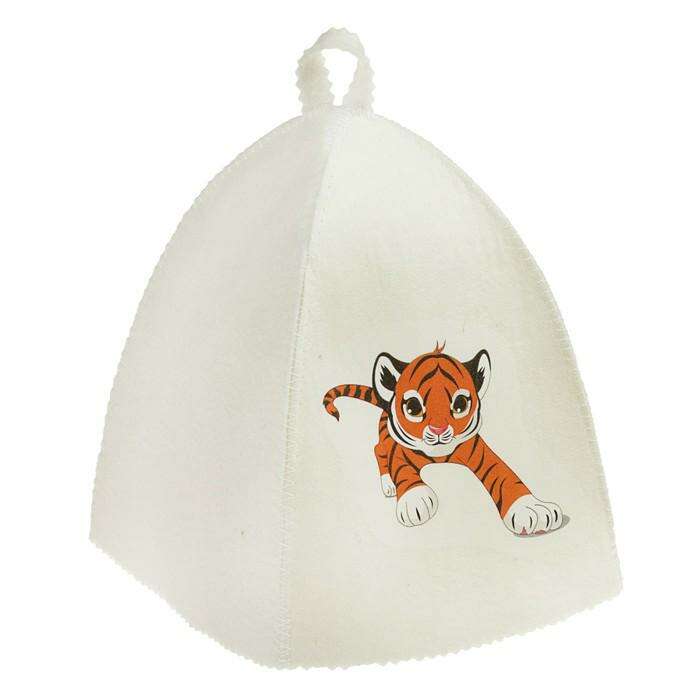 Банная шапка с детской термопечатью "Тигр" 
