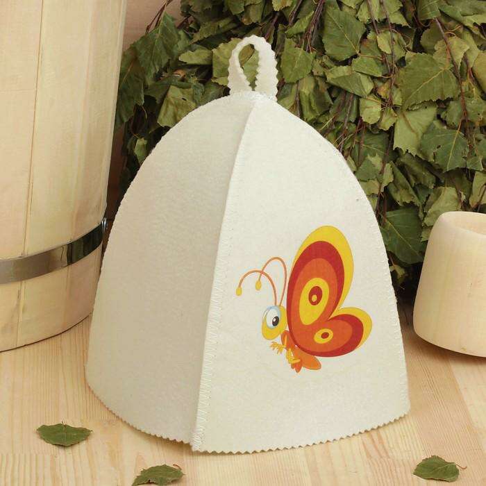 Банная шапка с детской термопечатью "Бабочка" 