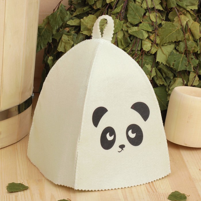 Банная шапка с детской термопечатью "Панда" 