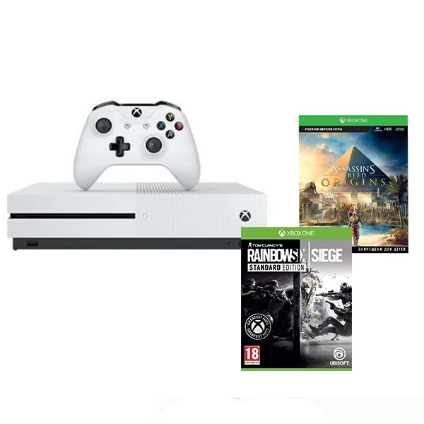 Игровая консоль Microsoft Xbox One S1 ТБ + Assassin's Creed Origins+Tom Clancy’s Rainbow Six Siege
