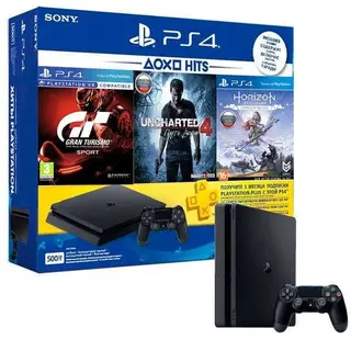 Игровая консоль Sony PlayStation 4 Slim 500Гб в комплекте с 3 играми и подпиской PS Plus