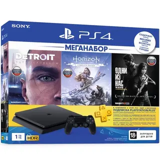Игровая консоль Sony PlayStation 4 1TB (HZD/DET/TLOU/PS+3M)