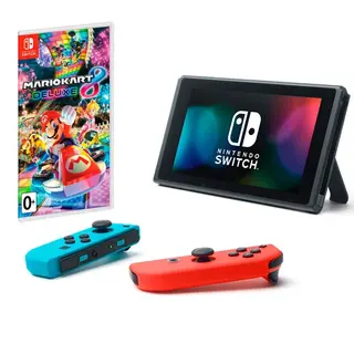 Игровая консоль Nintendo Switch (неоновый красный/неоновый синий) + Mario Kart 8 Deluxe