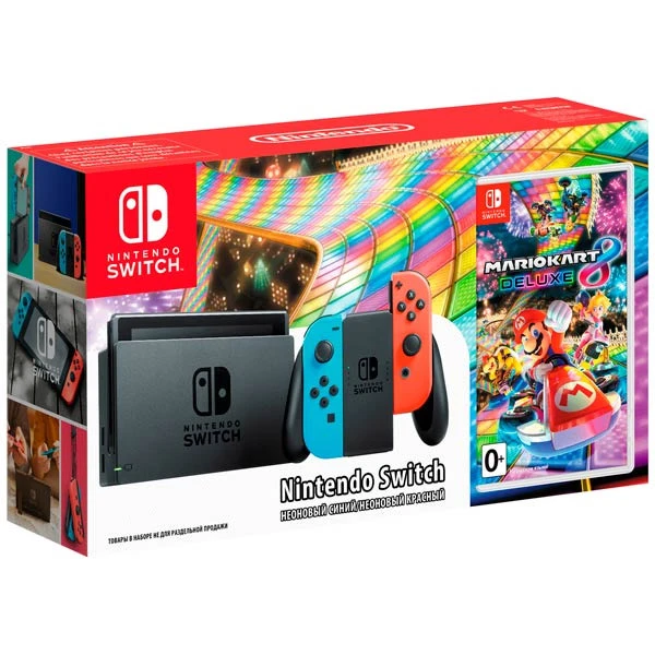 Игровая консоль Nintendo Switch (неоновый красный/неоновый синий) + Mario Kart 8 Deluxe