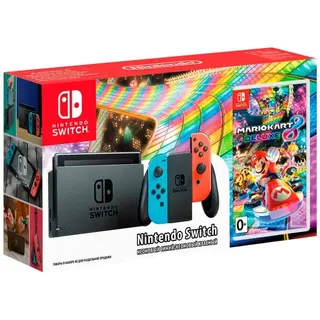 Игровая консоль Nintendo Switch (неоновый красный/неоновый синий) + Mario Kart 8 Deluxe