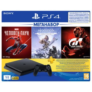Игровая консоль Sony PlayStation 4 1TB GTS/HZD CE/SpiderMan/3M PS Plus RUS (CUH 2208B)