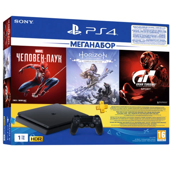 Игровая консоль Sony PlayStation 4 1TB GTS/HZD CE/SpiderMan/3M PS Plus RUS (CUH 2208B)