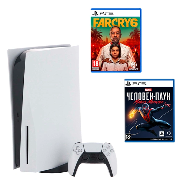 PlayStation ойын консолі 5 + FarCry 6 + Spider Man Miles Morales