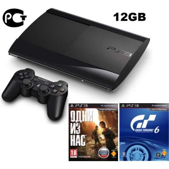 Игровая консоль Sony Playstation 3 Super Slim 12 GB (4308A)  +The Last of Us +Grand Turismo 6