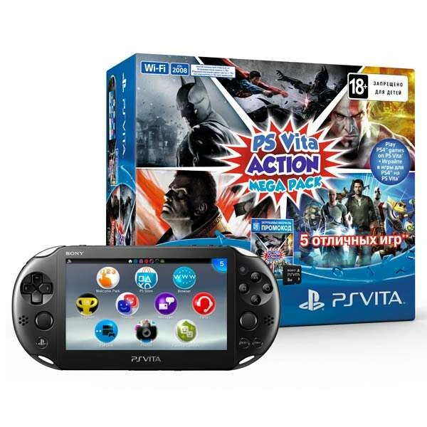 Игровая консоль Sony PS Vita 2000 + Mega Pack Action + карта памяти 8Гб