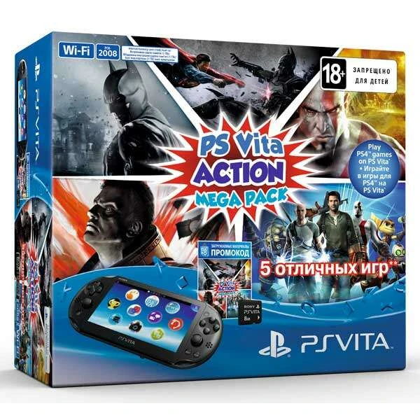 Игровая консоль Sony PS Vita 2000 + Mega Pack Action + карта памяти 8Гб - фото 2