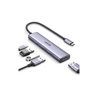 Мультифункциональный адаптер Ugreen CM478/15495 Type-C 5 в 1 Серый 