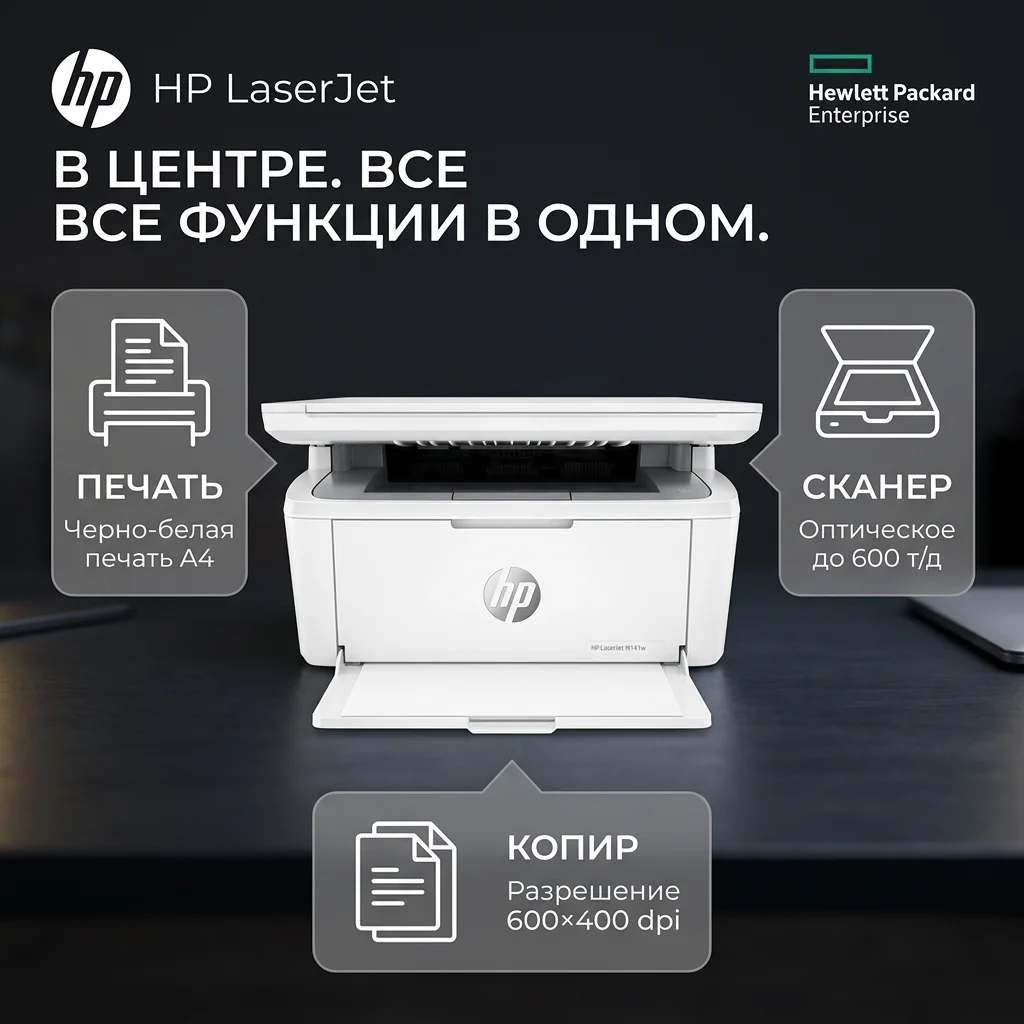 Лазерное МФУ HP LaserJet M141w (Wi-Fi, черно-белая печать) - фото 5