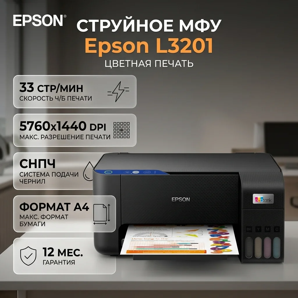 Cтруйное МФУ Epson L3201 (цветная печать) - фото 4
