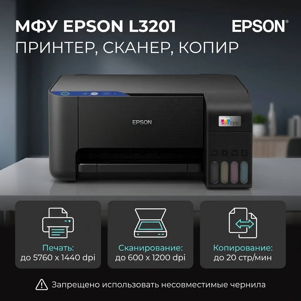 Cтруйное МФУ Epson L3201 (цветная печать) - фото 7