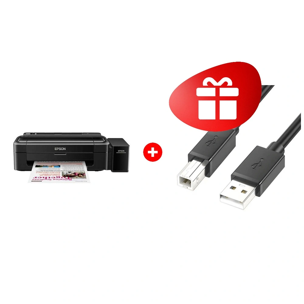 Комплект Epson L132 (СНПЧ, цветная печать) + ARG A-B (2m) 