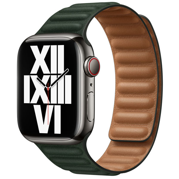 Apple бауы 41mm Sequoia Green Leather Link M/L (ML7Q3ZM/A)