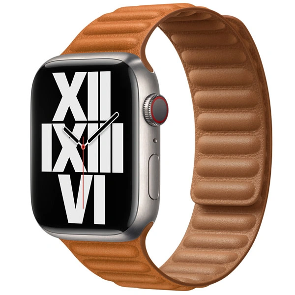 Ремешок Apple 45mm Golden Brown Leather Link S/M (ML7U3ZM/A) - фото 3