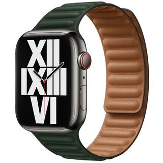 Apple бауы 45mm Sequoia Green Leather Link M/L (ML803ZM/A)