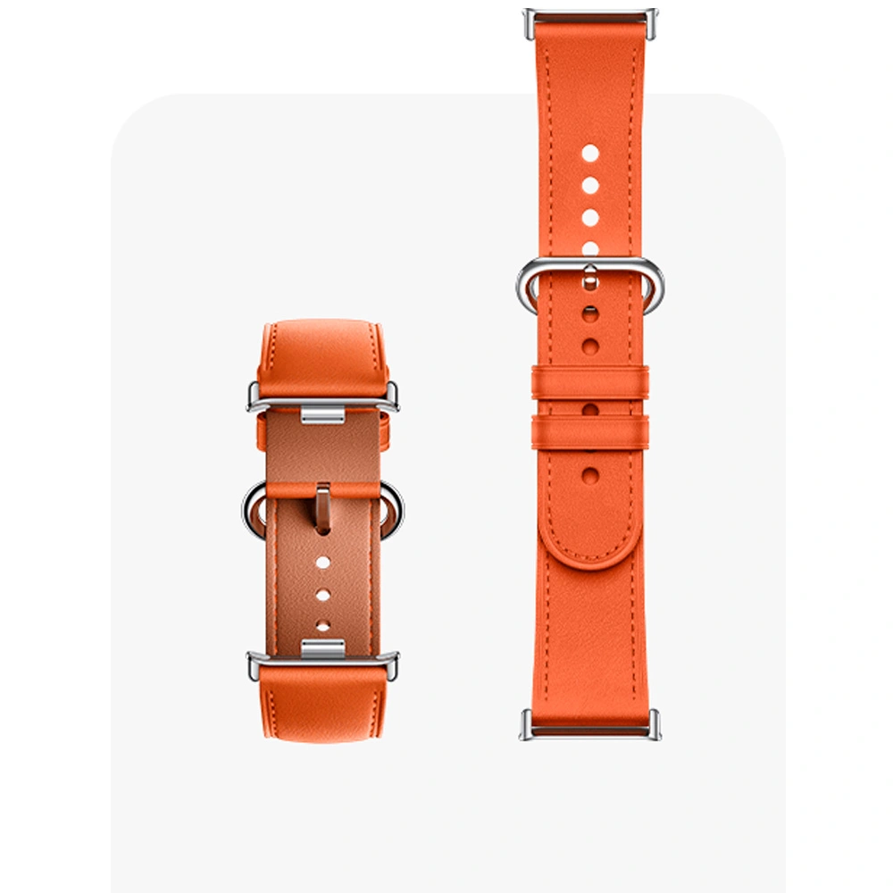Кожаный сменный браслет Xiaomi Leather Quick Release Strap Coral orange  - фото 2